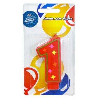 Свеча Цифра 1 Красочная (7 см)