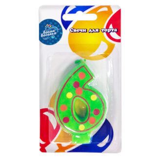 Свеча Цифра 6 Красочная (7 см)