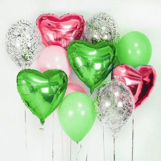 Композиция шаров розовых и лайм Весна