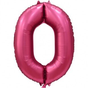 Шар цифра 0 сатин бордовая, 86 см