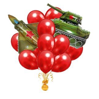 Красное облако с истребителем и танком