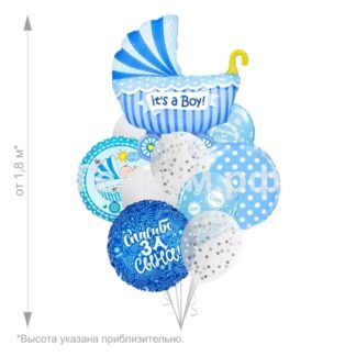 Фонтан воздушных шаров Ура Мальчик