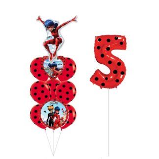 Композиция воздушных шаров Леди Баг с цифрой