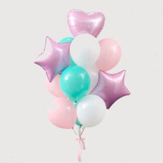 Композиция шаров розовые и бирюзовые