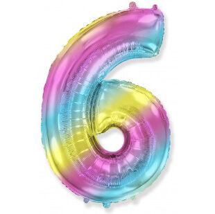 Цифра 6 диагональная радуга, 102 см