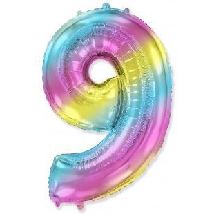 Цифра 9 диагональная радуга, 102 см