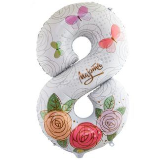 Цифра 8 марта, розы, 100 см