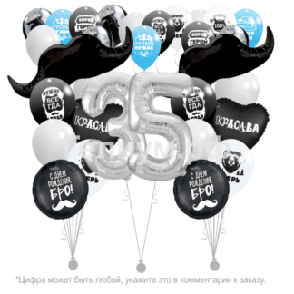 Воздушные шары мужчине С днём рождения,усы