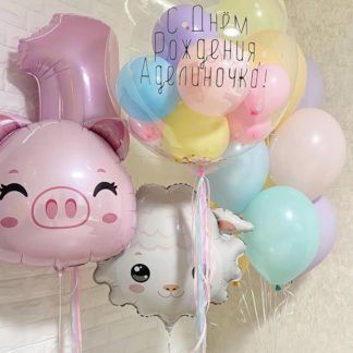 Композиция гелиевых шаров Нежный