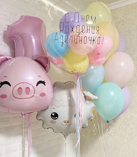 Композиция гелиевых шаров Нежный