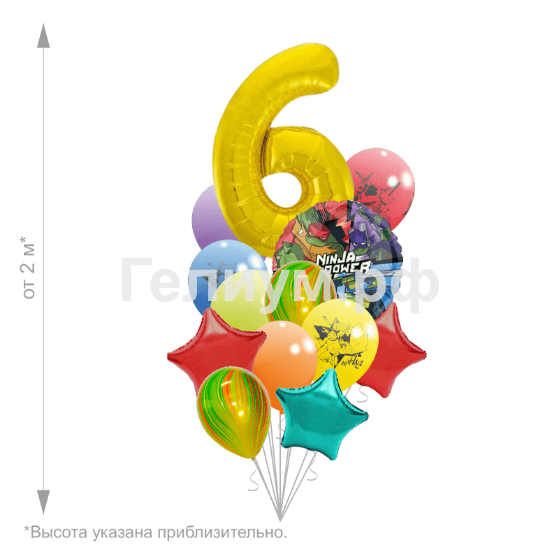 Воздушные шары с цифрой на выбор Черепашки-Ниндзя