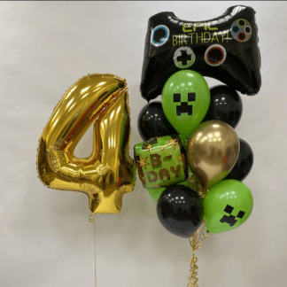 Воздушные шары Майнкрафт с цифрой на выбор