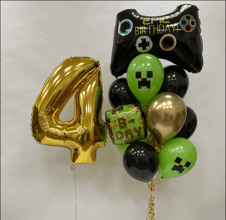 Воздушные шары Майнкрафт с цифрой на выбор