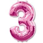 Цифра 3 ярко-розовая, 86 см