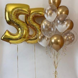 Комплект шаров на юбилеей 55лет Золотой шик