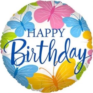 Круг, С Днем Рождения! бабочки, 46 см