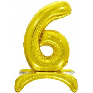 Цифра 6 золотая, на подставке, 81 см