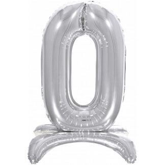 Шар цифра 0 серебро, на подставке, 81 см