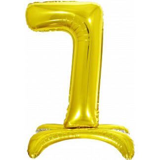 Цифра 7 золотая, на подставке, 81 см