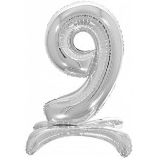 Цифра 9 серебро, на подставке, 81 см