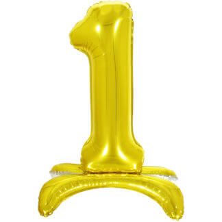 Шар цифра 1 золотая, на подставке, 81 см