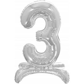 Цифра 3 серебро, на подставке, 81 см