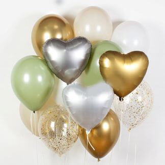 Воздушные шары золотые оливковые бежевые