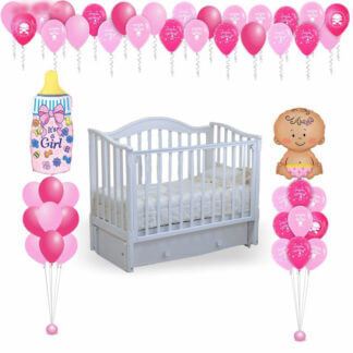 Шары на выписку девочки розовые фуксияРодилась девочка