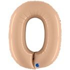 Шар цифра 0, сатин Nude 102 см