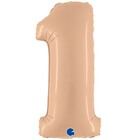 Шар цифра 1, сатин Nude 102 см