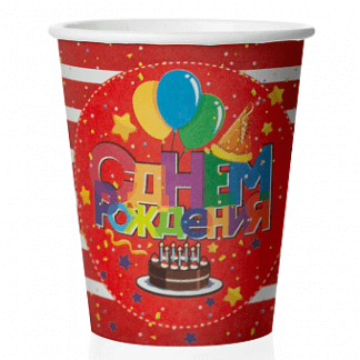 Стаканы Праздничные шарики, С Днём рождения!, 6 шт