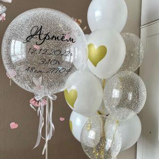Воздушные шары на выписку белые с надписью