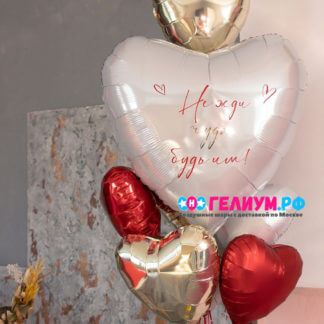 Набор шаров сердца красные белые