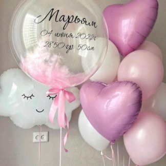 Набор шаров на выписку девочки розовые шары