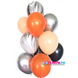 Фонтан шаров оранжево-серебряный