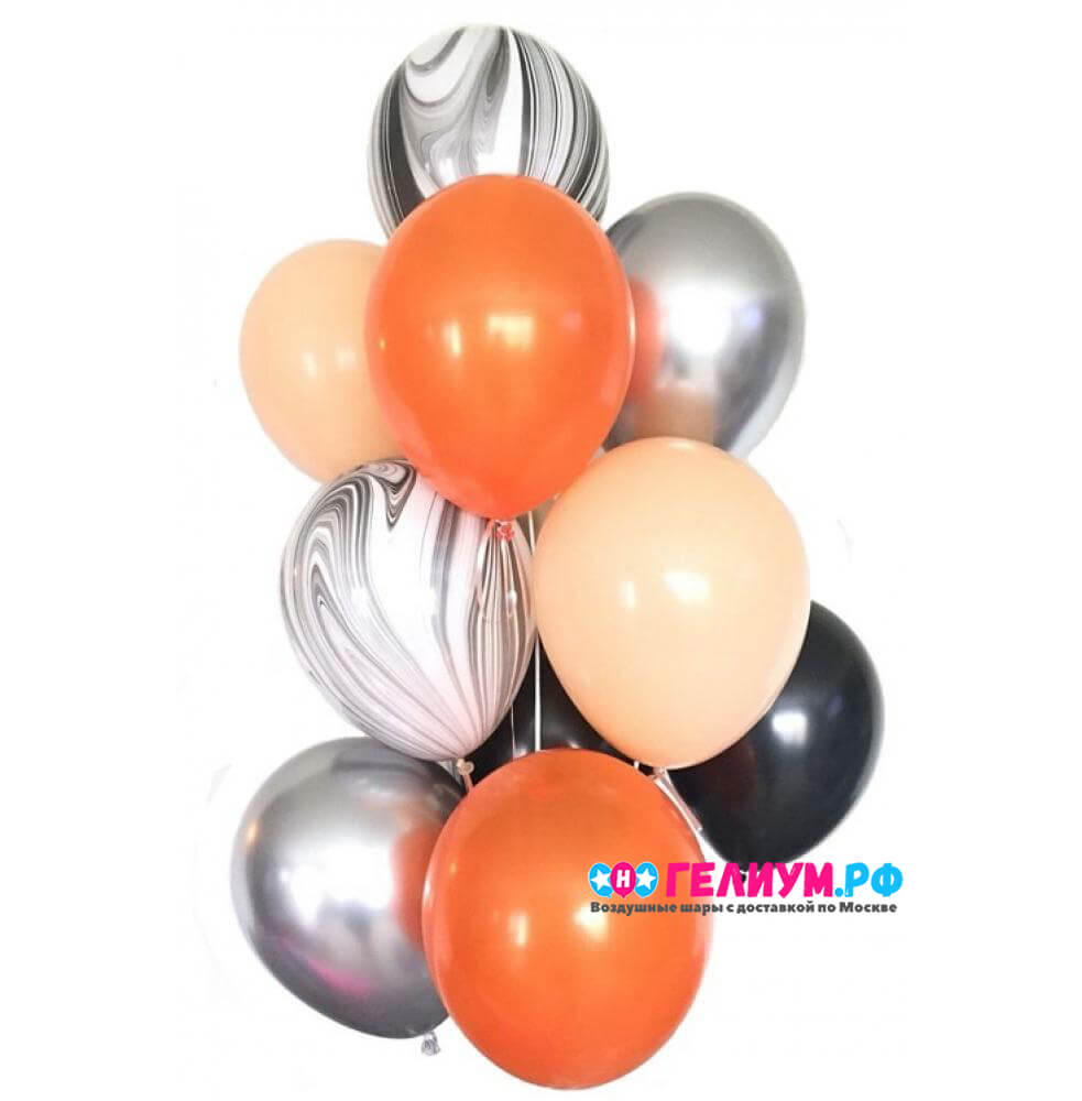 Фонтан шаров оранжево-серебряный