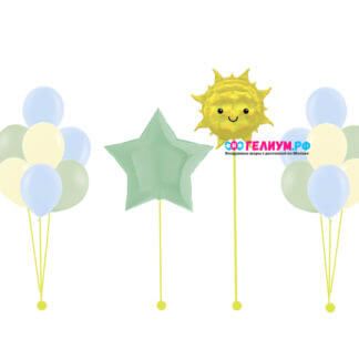 Набор воздушных шаров голубые,жёлтые,оливковый