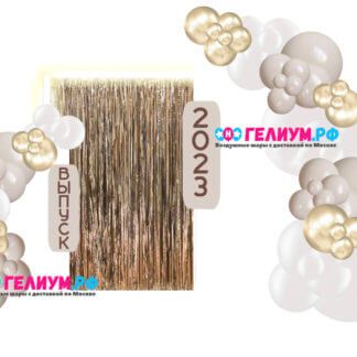 Фотозона с шарами золотые, белые с дождиком