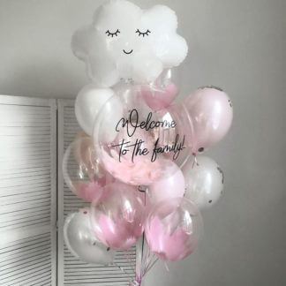 Набор шаров на выписку для девочки с шаром с надписью