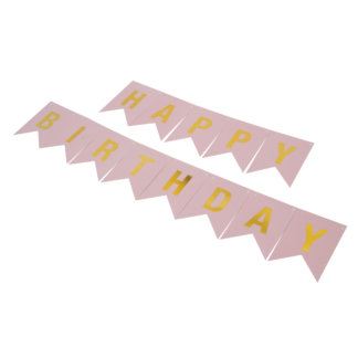 Гирлянда Флажки, Happy Birthday! (розовый)