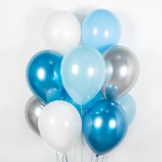 Фонтан из шаров голубые, синие,белые,серебро