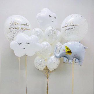 Гелиевые шары белые и золотые