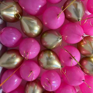 Шары под потолок золотые и малиновые 50 штук