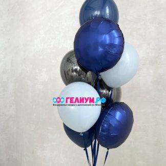 Фонтан из 9 шаров чёрные,голубые,синие