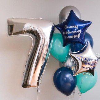 Воздушные шары серебро-синие