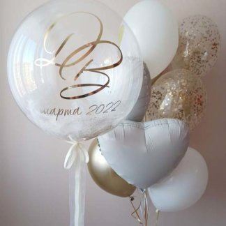 Шары на свадьбу белые и золотые