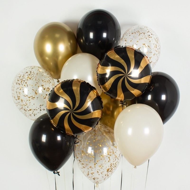 Воздушные шары золотые-чёрные