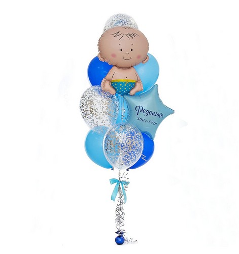 Шары на выписку мальчика с метрикой