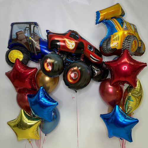 Набор шаров самосвал, трактор синий