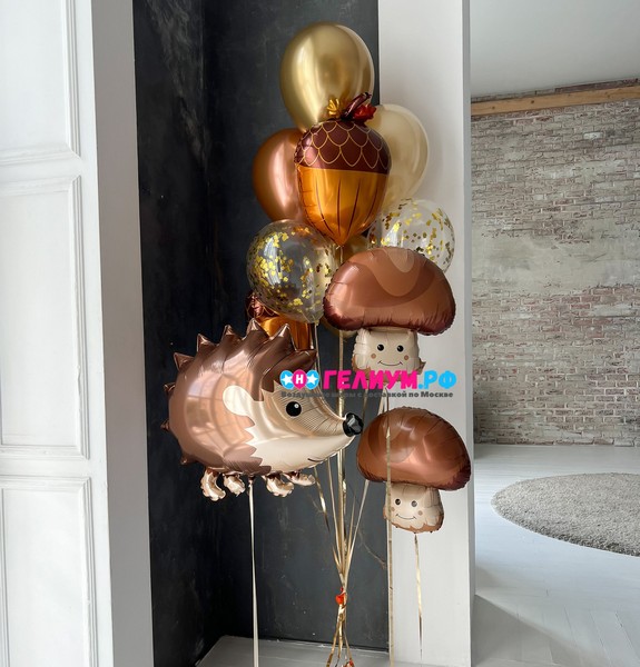 Надувные шары с гелием Грибы и Ёжик